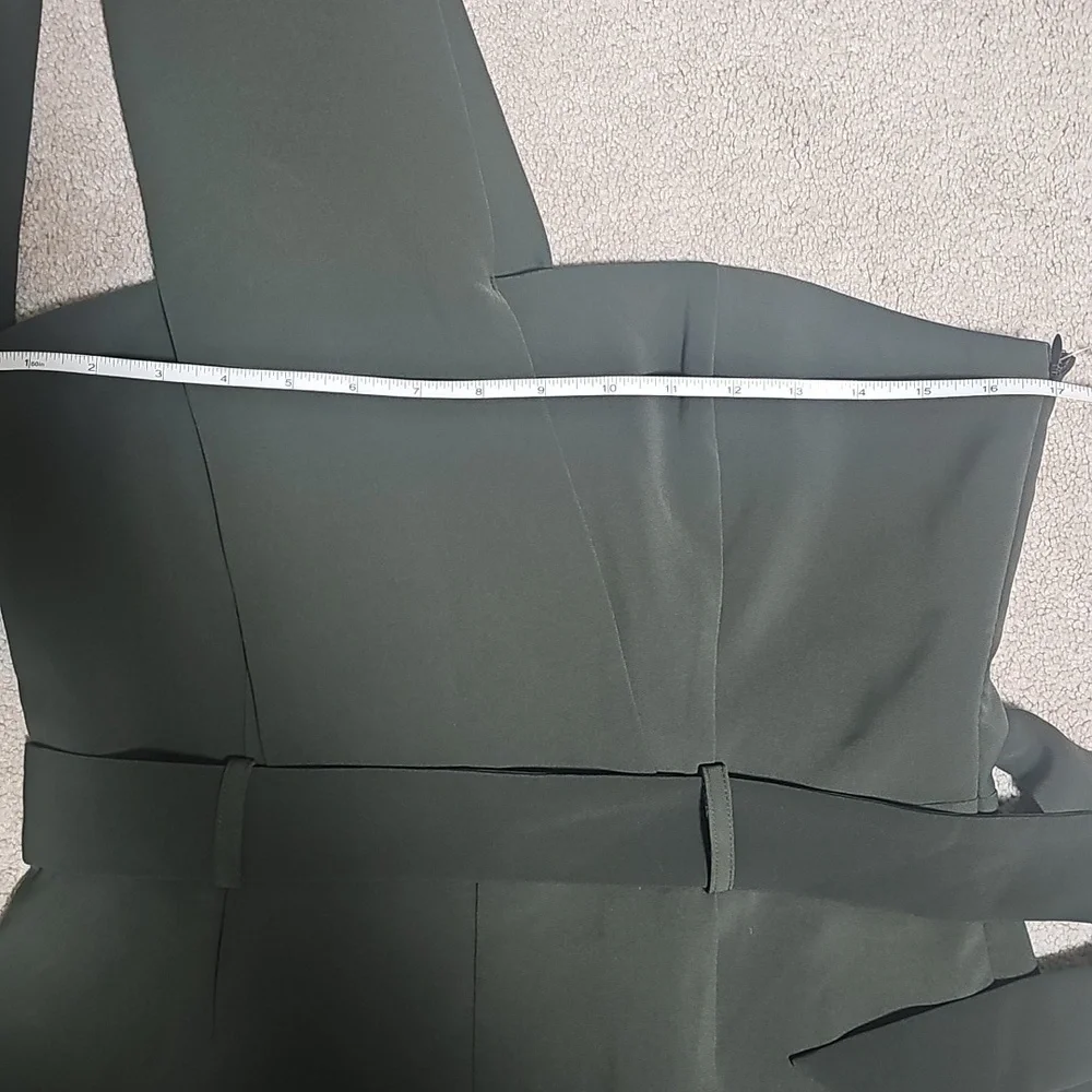 Elegant Dark Green One-Shoulder Jumpsuit - Picture 8 of 11